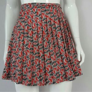 ZARA Red Black Zebra Print Pleated Mini Skirt Shorts Skort